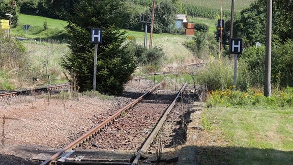 Verwaiste Gleise liegen vor dem früheren Start- und Zielbahnhof der Höllentalbahn die seit Jahren stillgelegt ist.