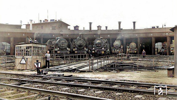 Historische Aufnahme des Bahnwerk Saalfeld um 1933