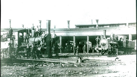 Historische Aufnahme des Bahnwerk Saalfeld um 1900