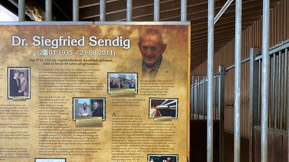 Eine Schautafel informiert über Dr. Siegfried Sendig