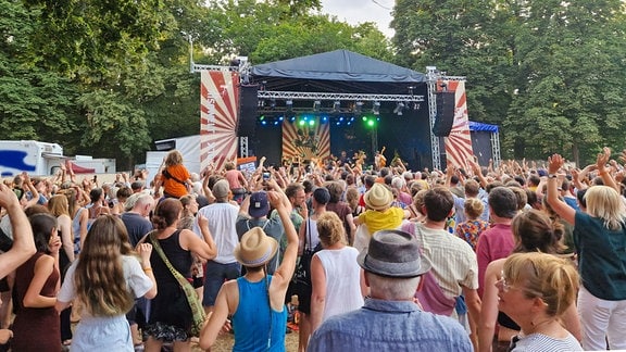 Besucher und Musiker auf dem Rudolstadt-Festival 2023