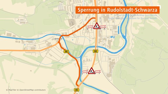 Sperrung um Rudolstadt und Schwarza