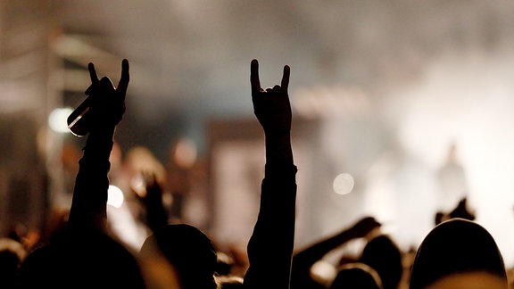 Konzertbesucher bei einem Heavy Metal Festival.