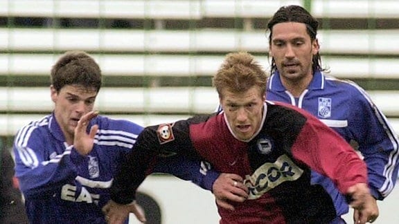 Der ehemalige Berliner Mittelfeldspieler Andreas Neuendorf (vorn) 