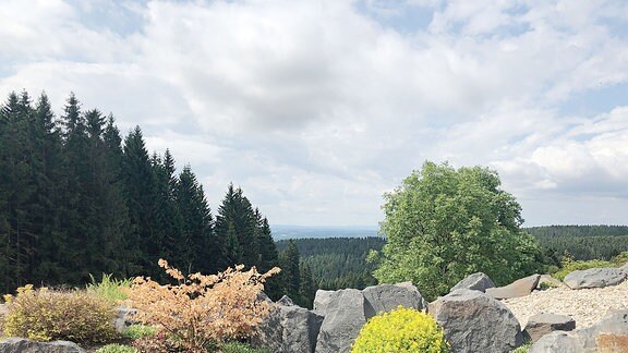 Blick über den Thüringer Wald im Feriendorf Auenland.
