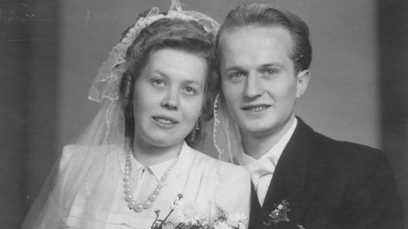 Hochzeitsfoto des Ehepaars Wintruff vom Oktober 1948