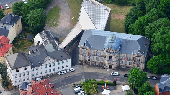 Luftaufnahme des Deutschen Spielzeugmuseums in Sonneberg.