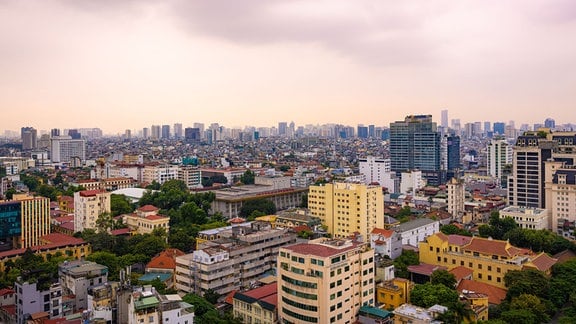 Blick auf die Häuser von Hanoi