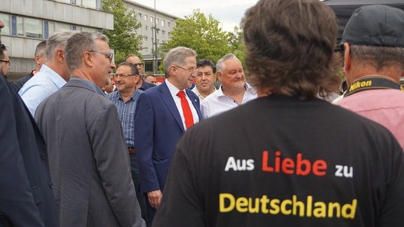 Hans-Georg Maaßen bei einer Kundgebung der Werteunion in Chemnitz.
