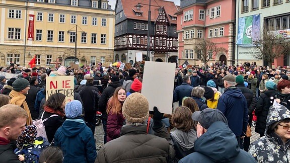 Demonstration auf dem Eisenacher Marktplatz gegen Rechts