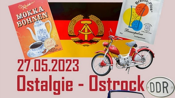 Ein Werbeflyer für "Ostalgie - Ostrock" Fest in Friedrichroda