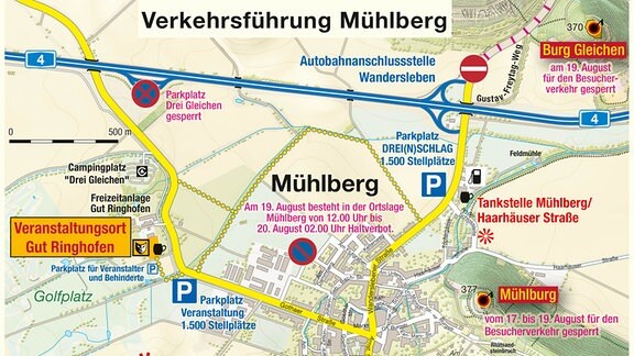 Karte zur Verkehrsführung rund um Mühlberg