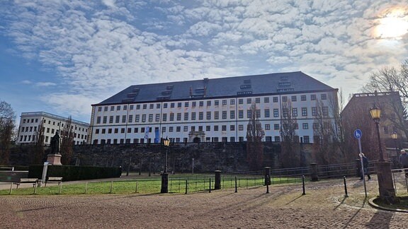 Schloss Friedenstein in Gotha von der Wasserkunst aus gesehen