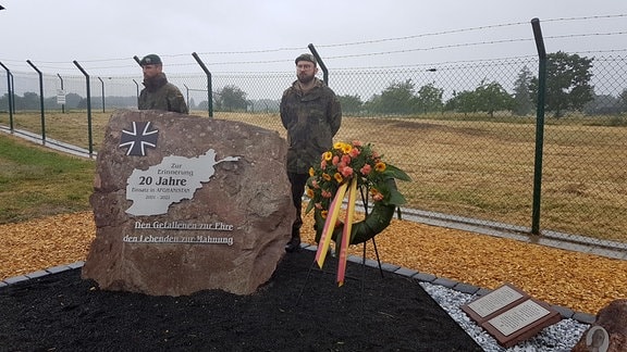 Gedenkstein für Afghanistan-Einsatz der Bundeswehr in Werratalkaserne Bad Salzungen