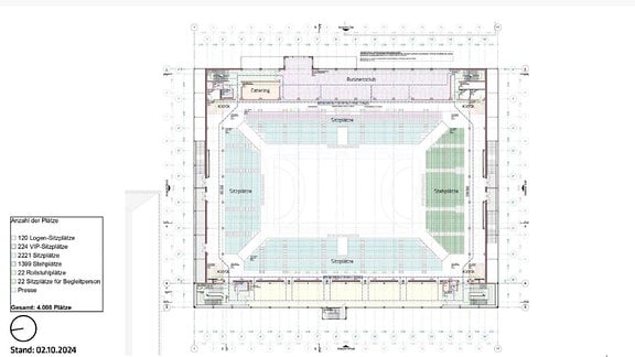 Grundriss des ersten Obergeschosses der neuen Sportarena Eisenach