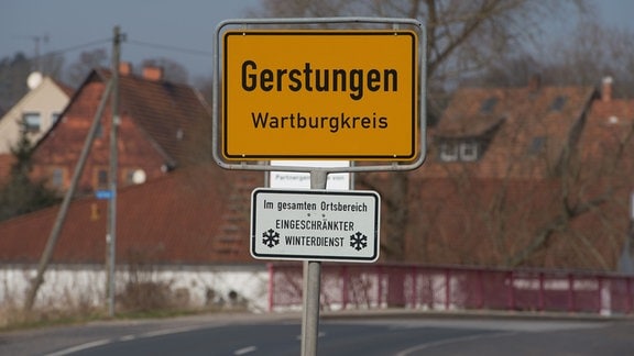 Das Ortsschild der Gemeinde Gerstungen