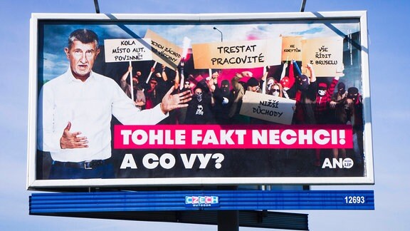 Wahlplakat von Andrej Babis, ANO