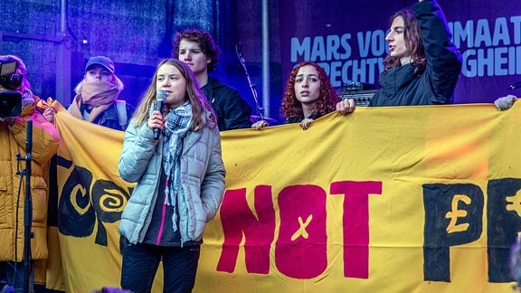 Greta Thunberg bei Klima-Demo in Amsterdam.