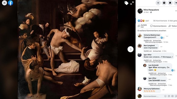 Ein Facebook Post, der ein Kunstwerk der Geschichte nachbildet