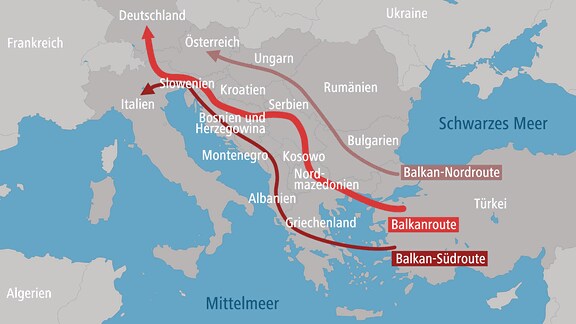Karte der Balkanroute