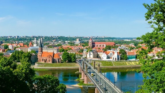 Blick auf den Ort Kaunas
