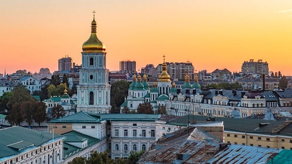 Sophienkathedrale in Kiew bei Sonnenuntergang