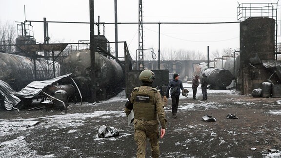 Schäden im Budjonnowskij-Bezirk von Donezk nach einem Militärschlag der Streitkräfte der Ukraine.
