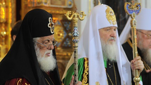 Catholicos-Patriarch Ilia (Ilya, Elijah) II of Georgia and Patriarch Kirill of Moscow and All Russia