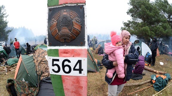 Menschen an der Grenze Belarus