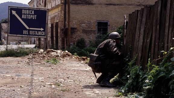 Ein Soldat der kroatischen Armee in Kostajnica , 1991