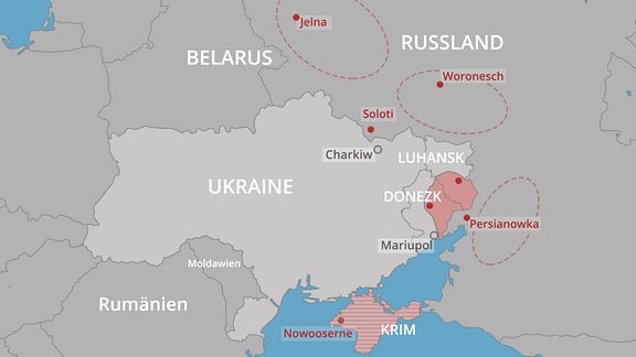 Landkarte zum Ukraine-Russland-Konflikt