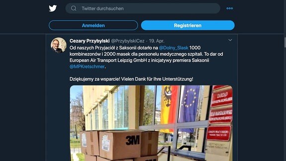 Screenshot Twitter Profilseite von Cezary Przybylski