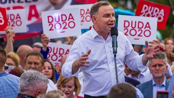 Andrzej Duda auf einer Wahlkampfveranstaltung in Kielce