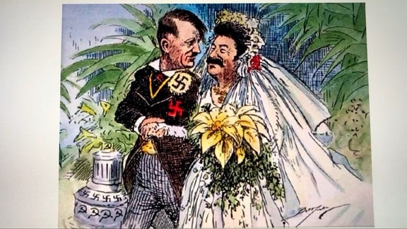 Hitler und Stalin als Brautpaar - Karrikatur