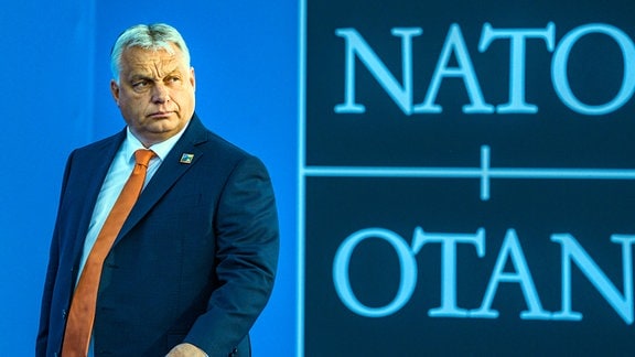 Viktor Orban, Premierminister von Ungarn, auf dem NATO-Gipfel in Vilnius, Litauen.