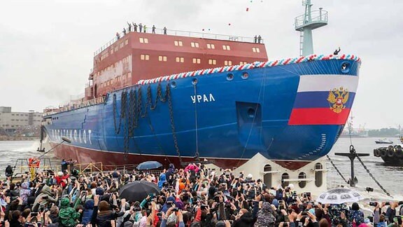 Der Atomeisbrecher "Ural" am 25. Mai 2019 im Hafen von St. Petersburg.