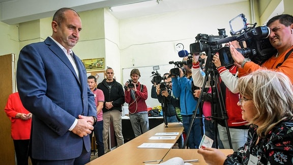 Präsident Rumen Radew bei der Wahl