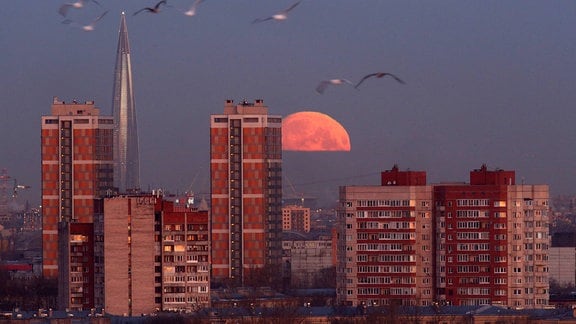 Mond scheint über Sankt Petersburg