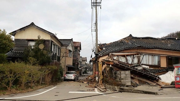Durch Erdbeben zerstörte Gebäude