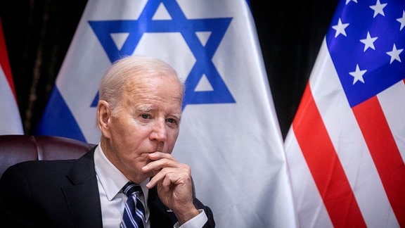US-Präsident Joe Biden trifft sich in Tel Aviv mit dem israelischen Ministerpräsidenten Benjamin Netanyahu, um den Krieg zwischen Israel und der Hamas zu besprechen.