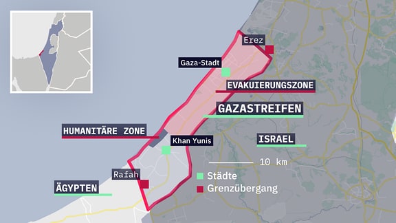 Übersichtskarte vom Gazastreifen