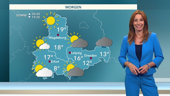 Michaela Koschack moderiert das Wetter.