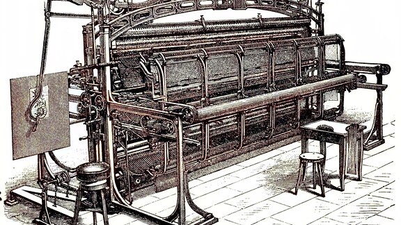 Strickmaschine, hergestellt von Heilmann, 1888