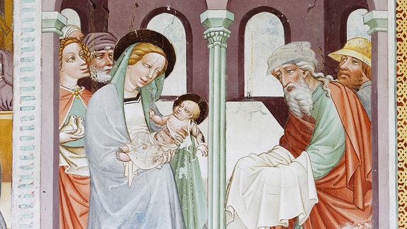 Darstellung des Herrn im Tempel, Fresko von Thomas von Villach um 1470.