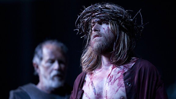 Frederik Mayet als Jesus von Nazaret bei einer Probe zu den Passionsspielen Oberammergau 2010
