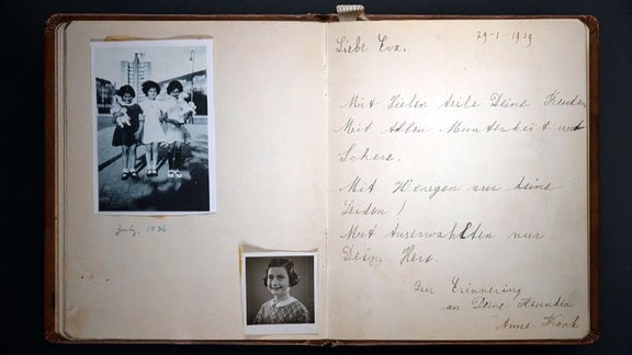 Poesiealbum von Eva Goldberg mit Eintrag von Anne Frank