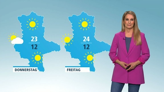 Susanne Langhans moderiert das Wetter.