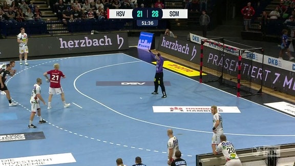 Ein Handballspiel.