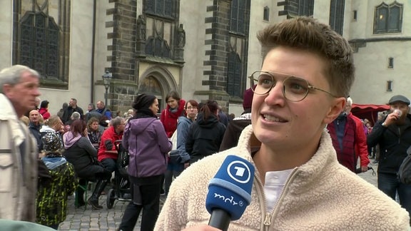 Anna-Nicole Heinrich, Präses der Synode der Evangelischen Kirche, im Interview auf dem Reformationsfest in Wittenberg 