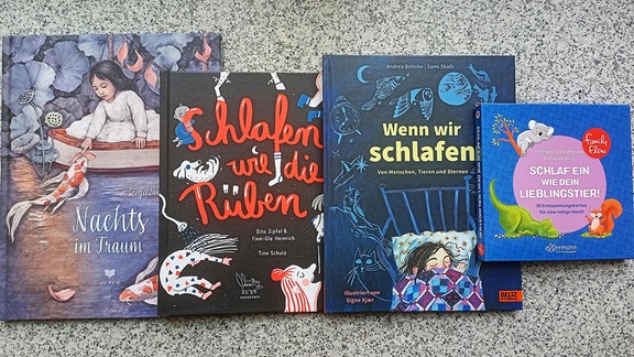 4 Bücher liegen nebeneinander